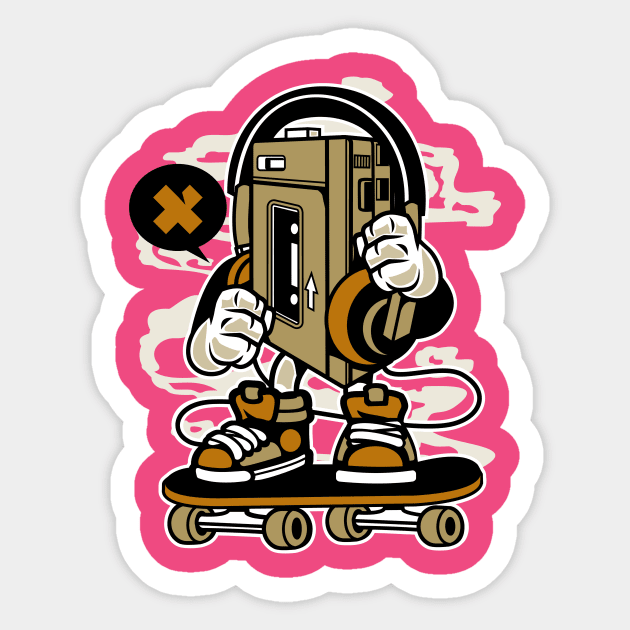 Walkman aka Skateboardman Sticker by Superfunky